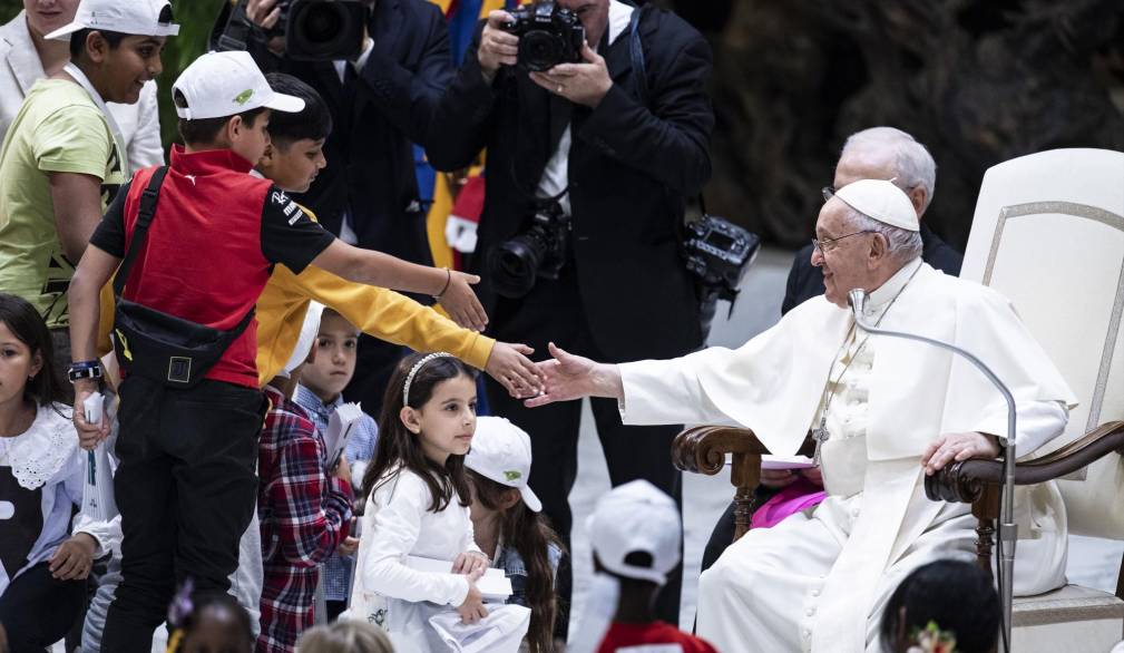 Roma 6–11-2023 Aula Paolo VI Papa Francesco incontra i bambini di tutto il mondo Ph: Cristian Gennari/Siciliani Roma 6–11-2023 Aula Paolo VI Papa Francesco incontra i bambini di tutto il mondo Ph: Cristian Gennari/Siciliani