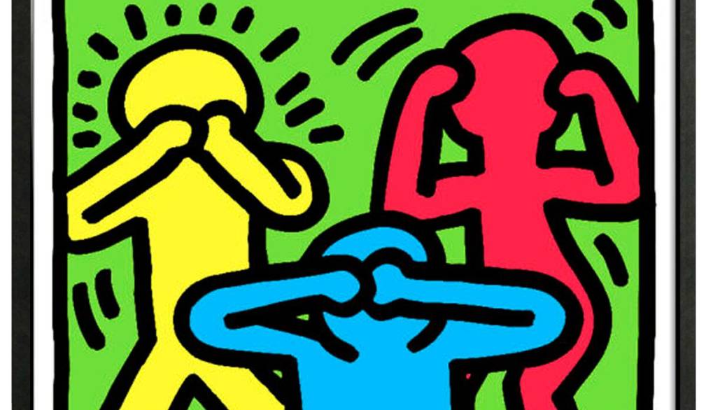 Keith Haring “See No Evil Hear No Evil Speak No Evil” 1989, litografia Keith Haring “See No Evil Hear No Evil Speak No Evil” 1989, litografia