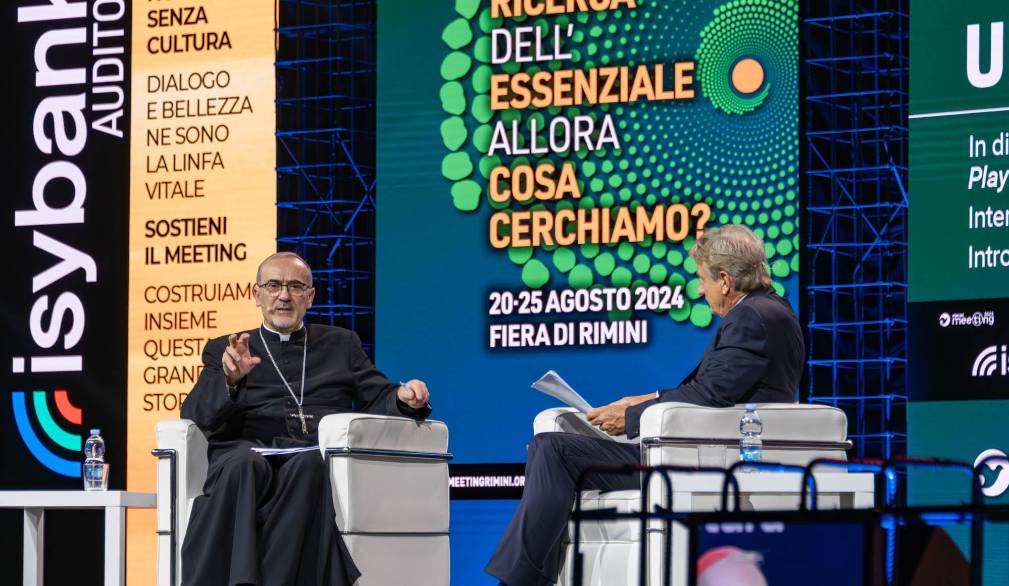 Rimini, 20 agosto 2024. Il card. Pizzaballa, Patriarca Latino di Gerusalemme, apre il Meeting di Comunione e Liberazione.