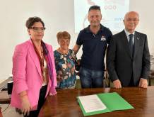Da sinistra: Mara Rosolen (Admo), l’assessora Lucia Scattolin, Andrea Zampieri (Avis) e Ardoino Libralato (Aido)