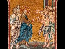 Mosaicista bizantino: “Guarigione dei dieci lebbrosi”, XII - XIII sec., Duomo di Monreale, Palermo
