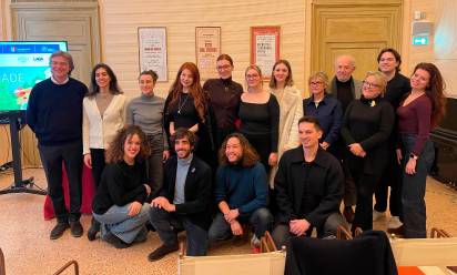 Uno scatto della presentazione alla stampa dell’opera Olimpiadi