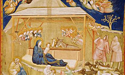 La Natività della basilica di Assisi. Per il ciclo, Giotto si ispirò alla vita di Francesco scritta da Bonaventura da Bagnoregio