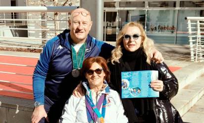I campioni Daniele Scarpa e Sandra Truccolo con Giovanna Pastrega
