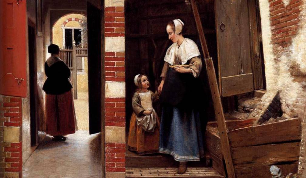 Pieter de Hoock “Cortile di una casa a Delft”, 1658, National Gallery, Londra