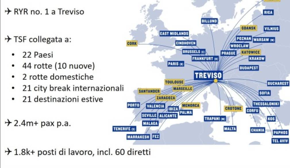 E' il prosecco il &quot;carburante&quot; di Ryanair. Dieci nuove rotte per l'estate
