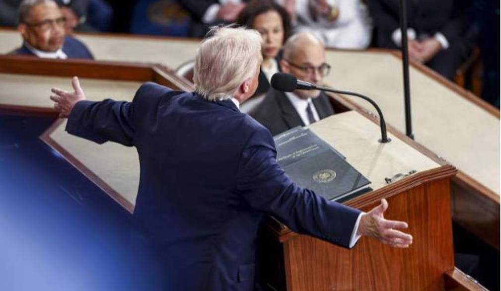 Donald Trump durante il discorso sullo stato dell’Unione