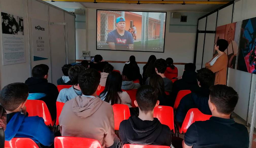 Proiezione del video durante la mostra