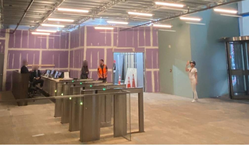 Render del sistema di Parisotto dal punto della hall