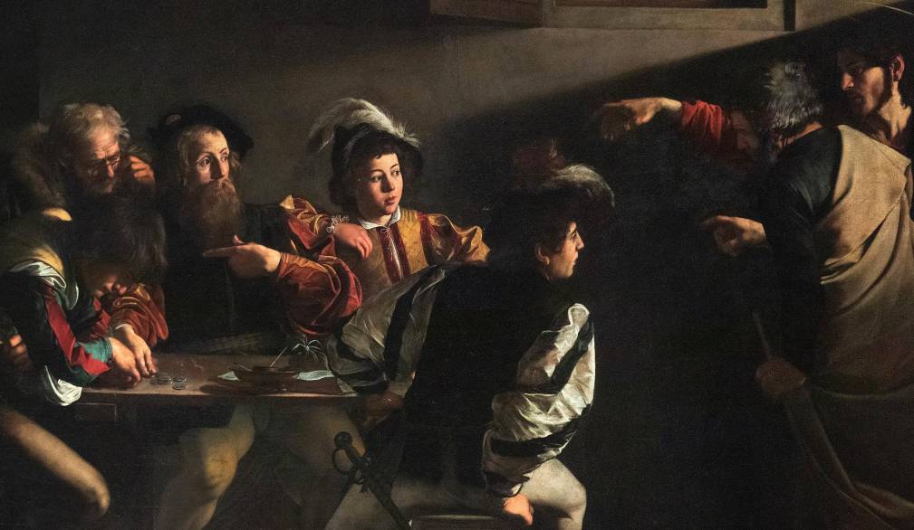 Michelangelo Merisi detto Caravaggio “La Vocazione di san Matteo” 1600, Cappella Contarelli, chiesa di San Luigi dei Francesi – Roma