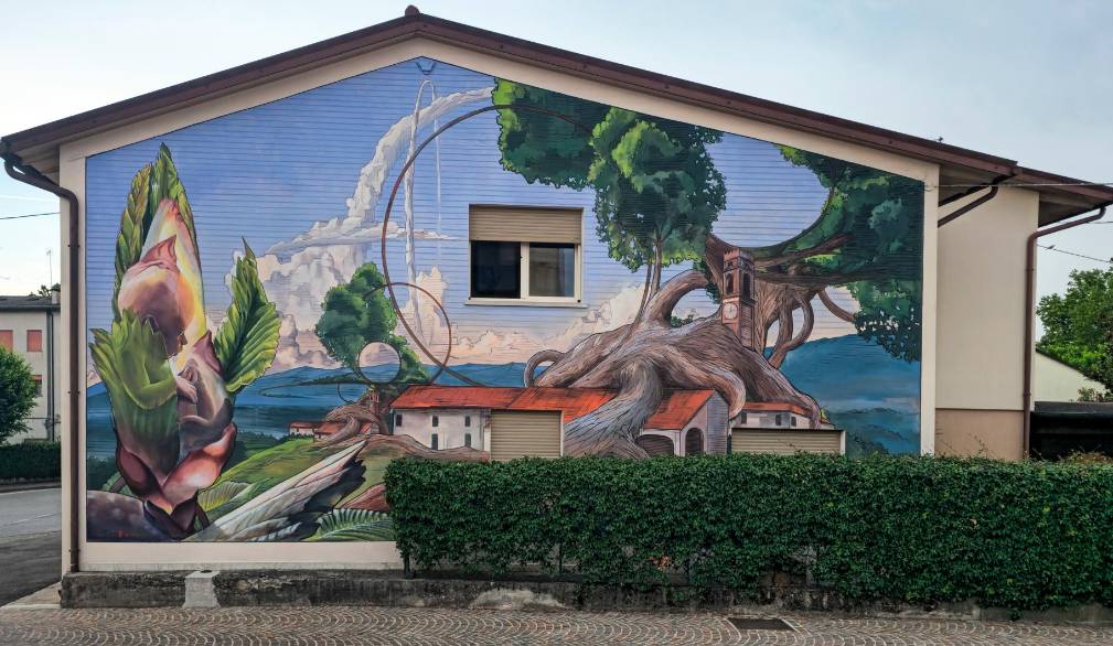 Vallà di Riese: il murale racconta la rinascita dopo la tromba d’aria del 2009