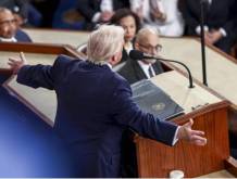 Donald Trump durante il discorso sullo stato dell’Unione