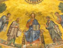 Mosaicisti veneziani del XIII sec. “Cristo Pantocratore tra santi”. Catino absidale della Basilica di San Paolo fuori le mura – Roma