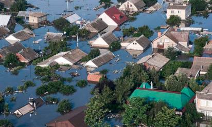 Villaggi inondati nella regione di Kherson (foto Sir/Caritas Spes)