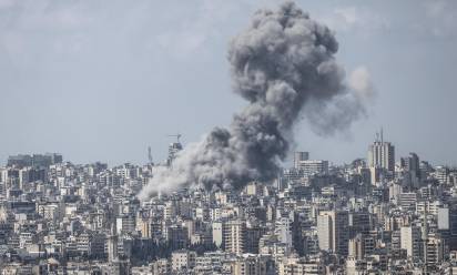 Smoke rises following Israeli airstrikes over Beirut and its southern suburbs on April 8, 2026. Israel launched a series of strikes on Beirut on April 8, hitting several parts of the capital as well as its southern suburbs, Lebanese state media reported. (Photo by anwar amro / AFP)