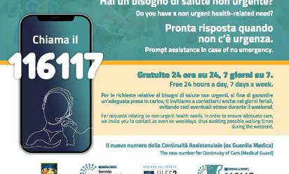 Ulss 2, dal 4 marzo il numero unico 116117 che sostituisce la guardia medica