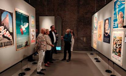 I curatori della mostra, Pasqualin e Calò, con il sindaco di Treviso, Conte