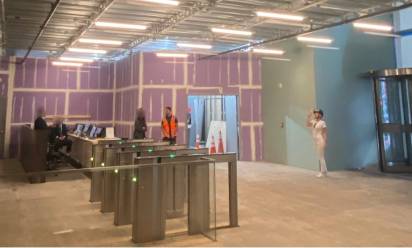 Render del sistema di Parisotto dal punto della hall