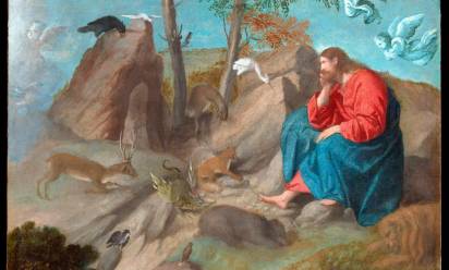 <i>Alessandro Bonvicino, detto Moretto da Brescia, “Gesù Cristo nel deserto con gli animali selvatici” 1540, Metropolitan Museum of Art, New York</i>