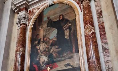 La pala “Miracolo di s. Antonio”, opera dipinta da Giambattista Tiepolo intorno al 1754