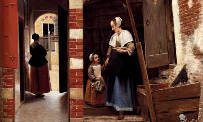 Pieter de Hoock “Cortile di una casa a Delft”, 1658, National Gallery, Londra