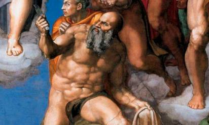 Cappella Sistina, Bartolomeo regge la propria pelle