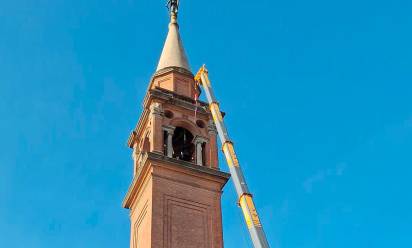 San Donà, aperto il cantiere, per il restauro del campanile, previsto dal Pnrr