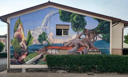 Vallà di Riese: il murale racconta la rinascita dopo la tromba d’aria del 2009